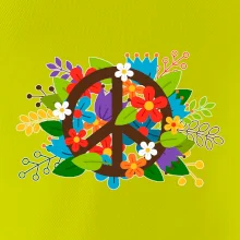 Peace symbol prorostlý květinami