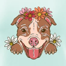 Americký stafordširský teriér hlava s květinami