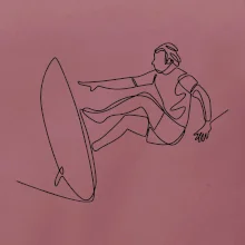 Surfař na vlně jedním tahem