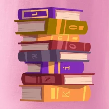 Knihomol stojící knihy