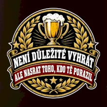 Není důležité vyhrát - pivní pohár a zlatý vavřín