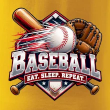 Baseballová pálka s rukavicí eat sleep repeat
