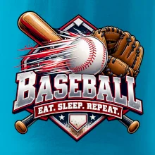 Baseballová pálka s rukavicí eat sleep repeat