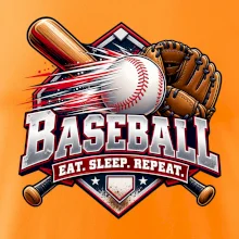 Baseballová pálka s rukavicí eat sleep repeat