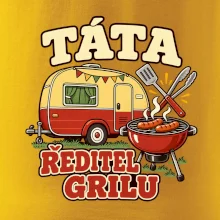 Táta ředitel grilu rodinné kempování s karavanem