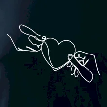 Dvě ruce a srdce jedním tahem