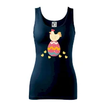 Slepice sedící na velikonočním vejci