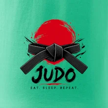 Judo černý pás a červené slunce eat sleep repeat