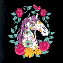 Kůň barevný s květinami