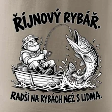 Říjnový rybář v loďce s obří štikou