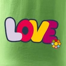 Love nápis s květinou