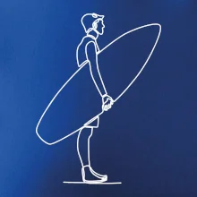 Surfař stojící jedním tahem