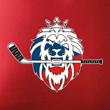 Lev s hokejkou v tlamě - Česká vlajka