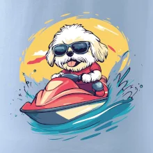 Lhasa Apso na vodním skútru