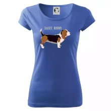 Basset hound pes s nápisem Basset hound pes s nápisem