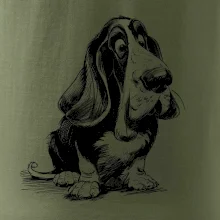 Černobílá karikatura baset