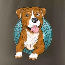 Americký staford kreslený v kolečku (Pecka design)