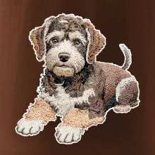 Lagotto romagnolo ležicí vyšívaný na prsu