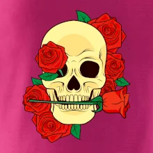 Lebka držící růži