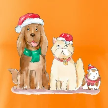 Veselé vánoce - pes, křeček a kočka