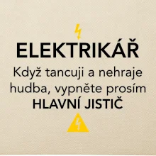 Elektrikář - hlavní jistič - Nápis na zádech