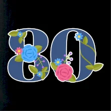 Květinové číslo kreslené - 80