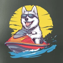 Husky na vodním skútru