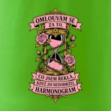 Omlouvám se za to, co jsem řekla, když jsi nedodržel harmonogram