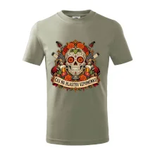 Mexická rocková lebka s kytarami a pivem