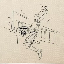 Basketbalista jedním tahem - výskok