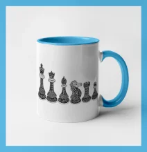 Šachové figurky v řadě - kreslené