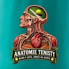 Anatomie tenisty hlava v autu srdce na kurtu