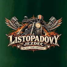 Listopadový motorkář se strojem a ohnivými křídly