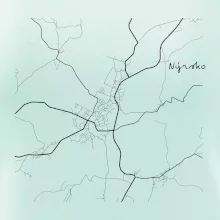 Černobílá mapa Nýrsko  340 22