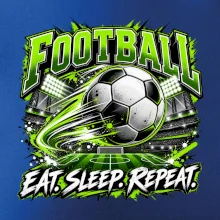 Fotbalový míč a stadion eat sleep repeat