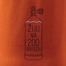 Žiju na 200 barech potápěčská lahev s modrou vlnovkou