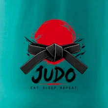Judo černý pás a červené slunce eat sleep repeat