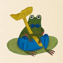 Žába s houbou  (studio-arte.cz)