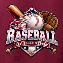 Baseballová pálka s rukavicí eat sleep repeat