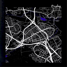 Praha - 14100 mapa s vodními toky