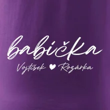 Babička Tričko se jmény dětí psací písmo