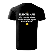 Elektrikář - hlavní jistič - Nápis na zádech