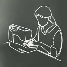 Švadlena a šicí stroj jedním tahem