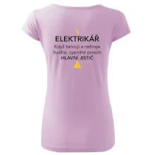 Elektrikář - hlavní jistič - Nápis na zádech