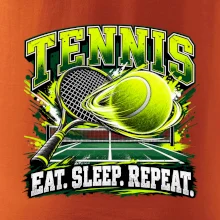 Tenisová raketa a míček eat sleep repeat