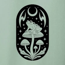 Goblincore černobílá oválná žába