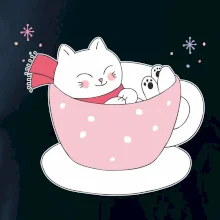 Vánoční kočka v hrnečku