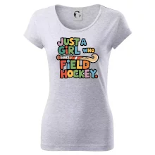 Barevný nápis Just a girl who loves field hockey