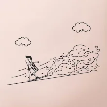 Kreslený lyžař na horách