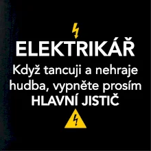 Elektrikář - hlavní jistič - Nápis na zádech
